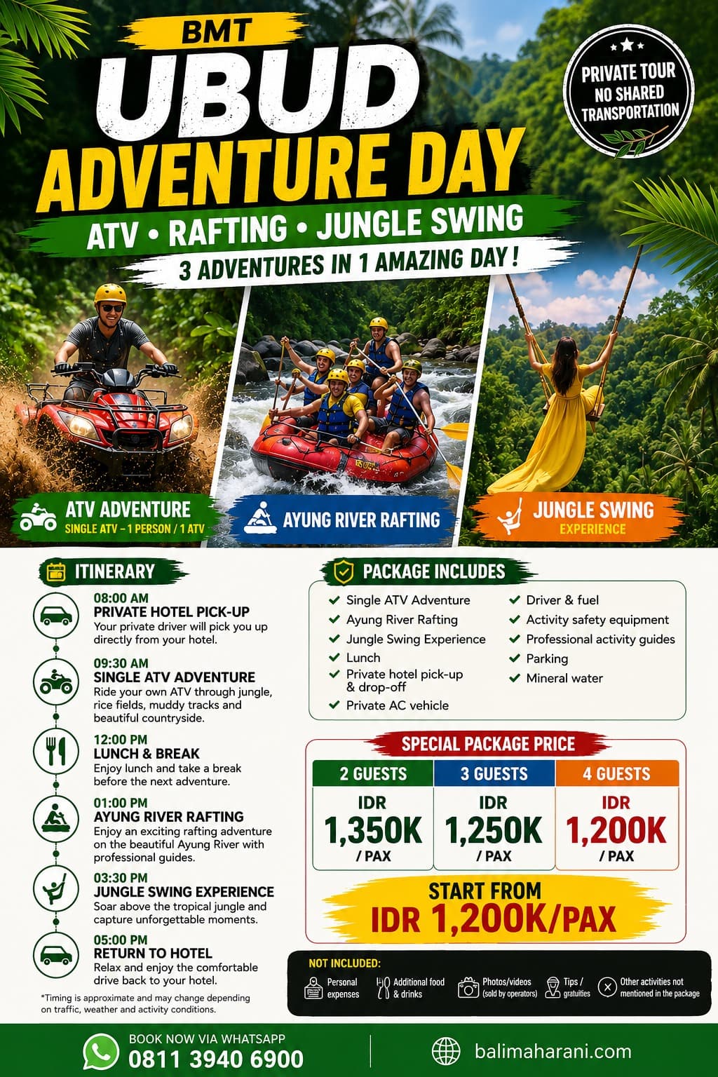 BMT Ubud Adventure Day (ATV, Rafting, Jungle Swing)