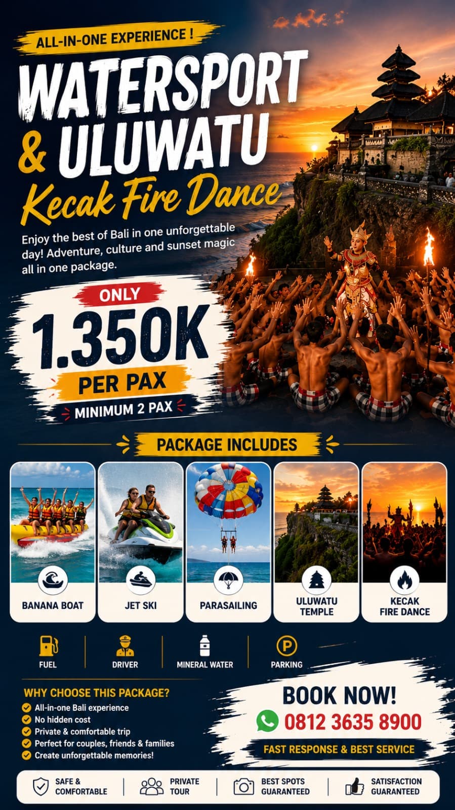 Watersport & Uluwatu Kecak Fire Dance